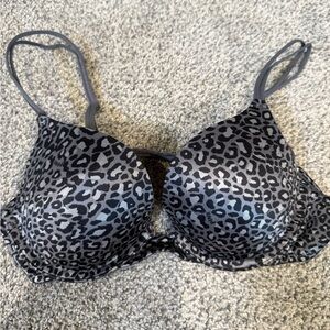 PINK Victoria's Secret Push Up Gray Leopard Bra